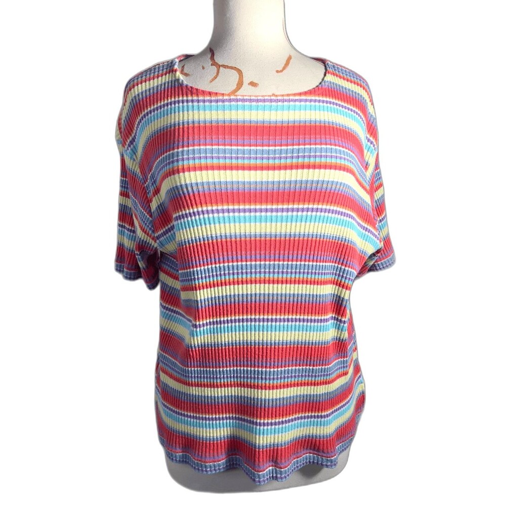Blast Blouse Size L Y2k Vintage Pastel Striped Textured Dark Academia